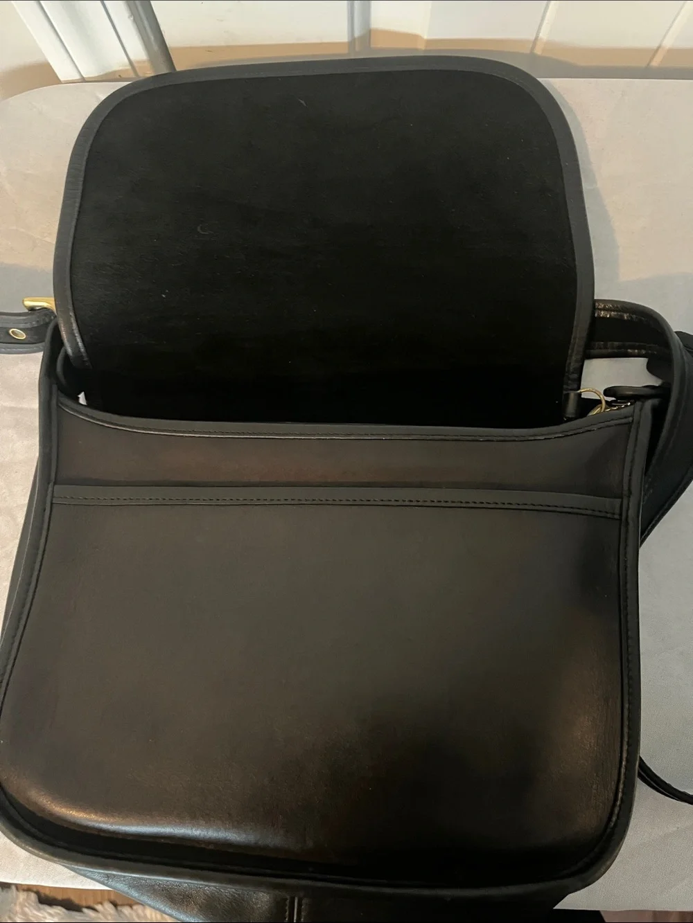 Coach Patricia  Black Leather Messenger Bag - Men's Crossbody
